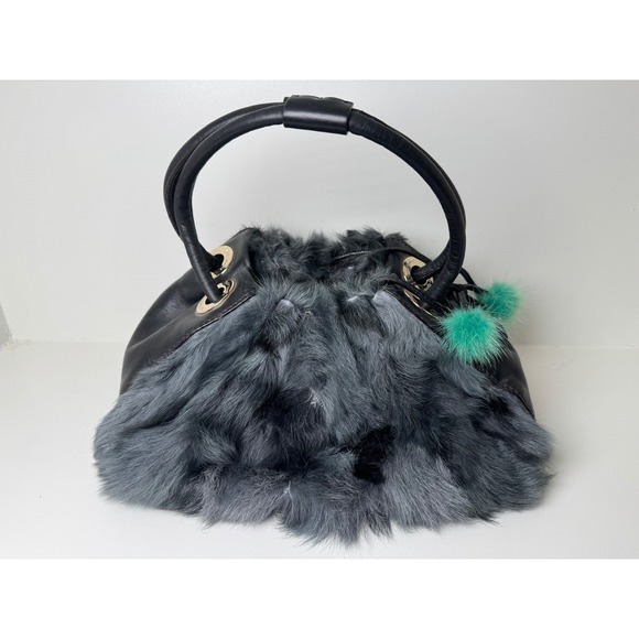 Kate Spade New York Fox Fur Trim Leather Drawstring Bucket Bag - Picture 6 of 14